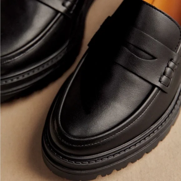 Sezane Black Leather Albane Loafers - Picture 3 of 10